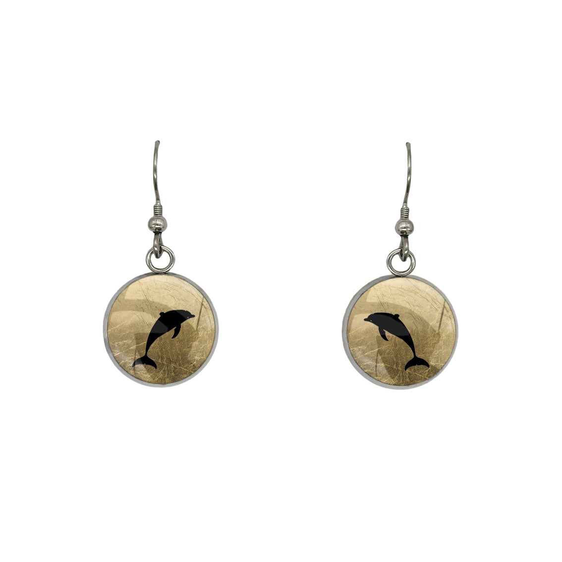 DOLPHIN DANGLE DROP CIRCLE EARRINGS - MFY157S - on Satchel