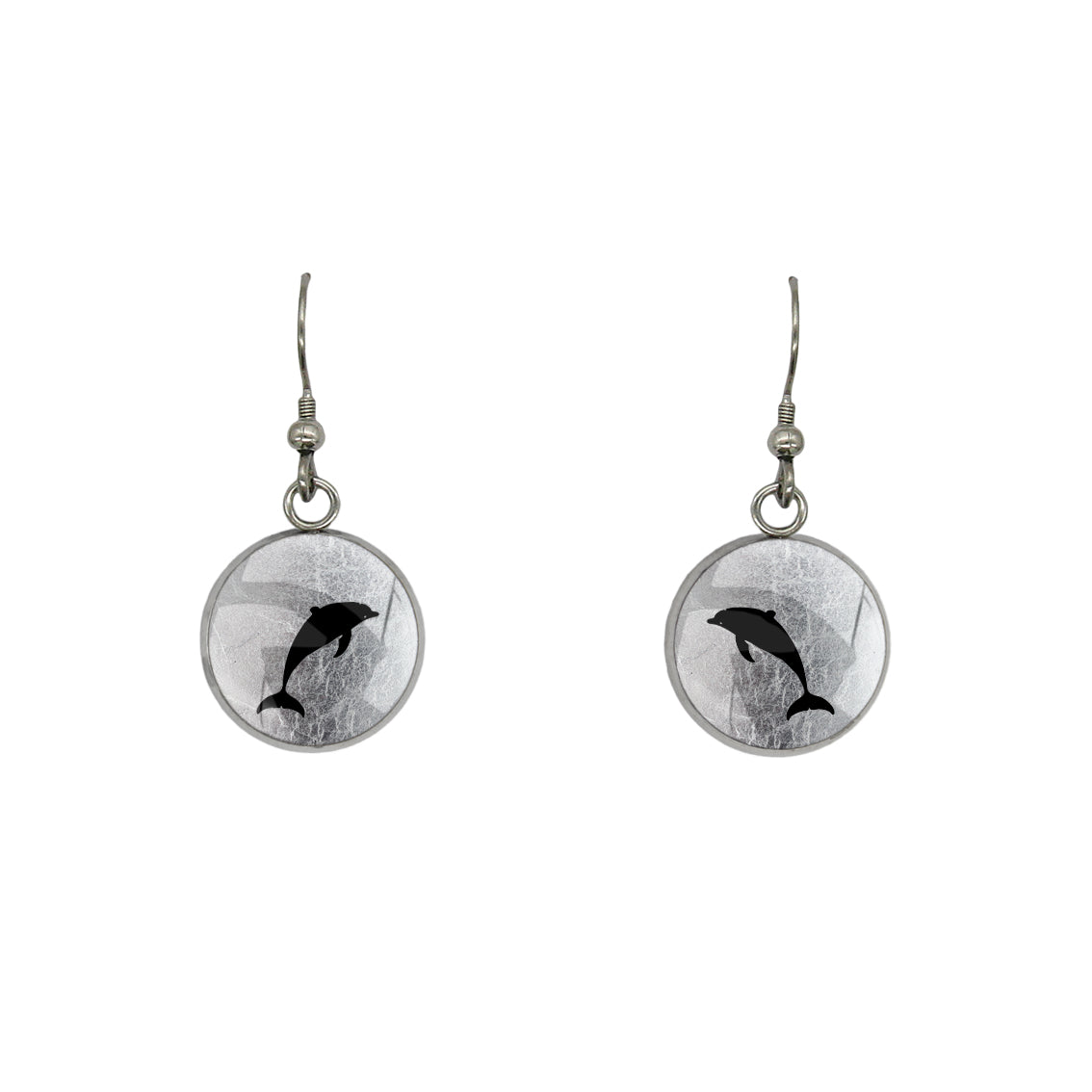 DOLPHIN DANGLE DROP CIRCLE EARRINGS - MFY157 - in Circle Box