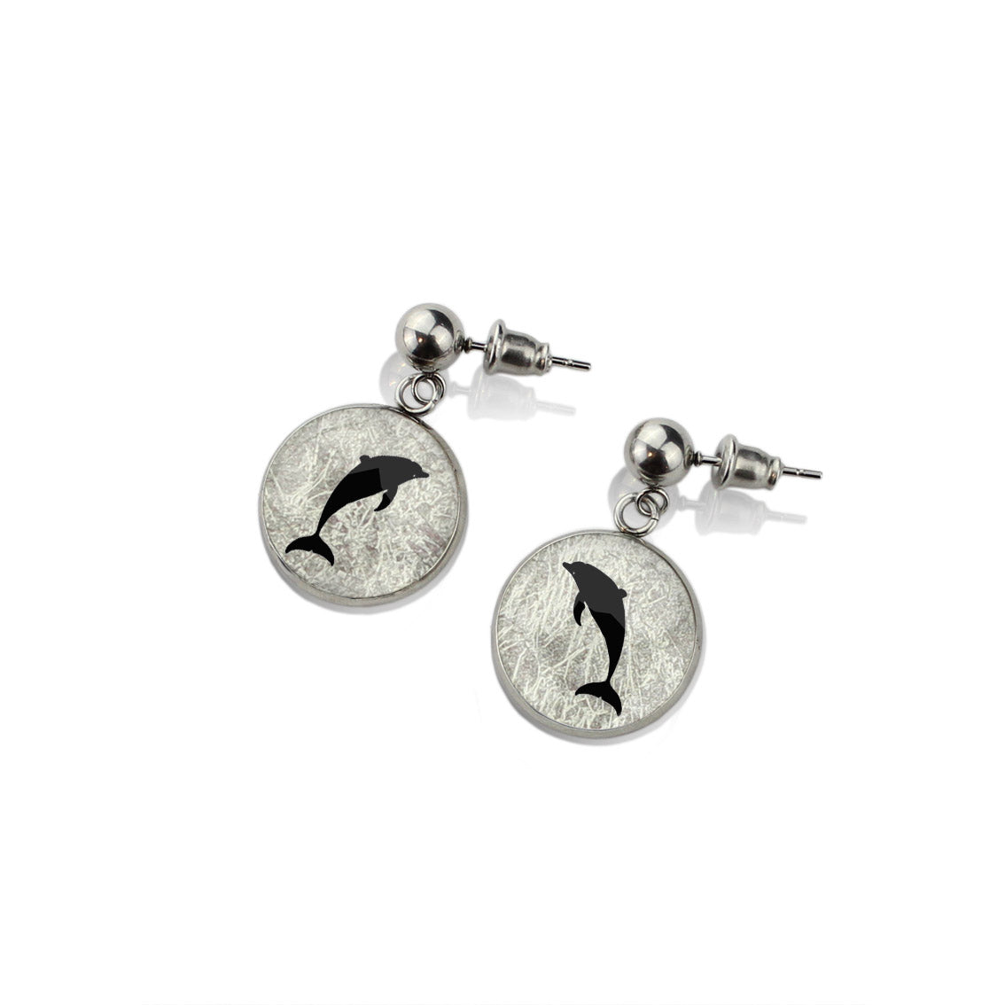 DOLPHIN DANGLE DROP CIRCLE EARRINGS - MFY157S - on Satchel