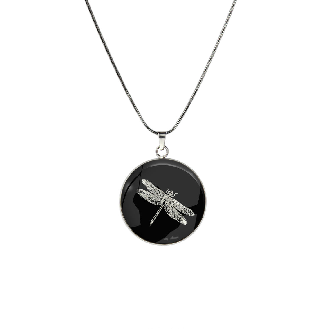 DRAGONFLY CIRCLE PENDANT ON A CHAIN NECKLACE - MFY289 - in Circle Box