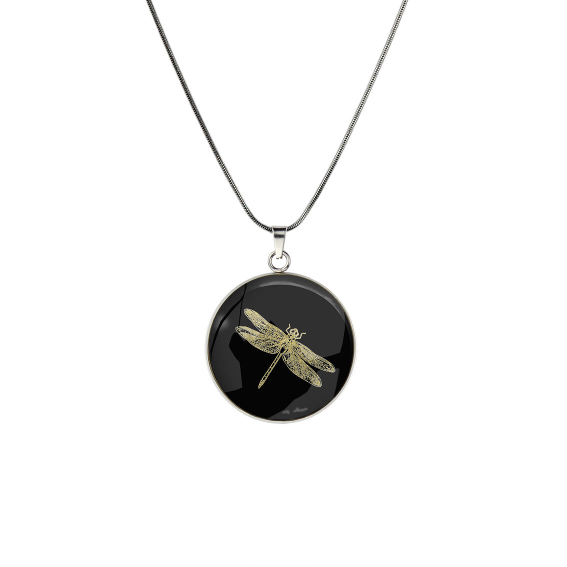 DRAGONFLY CIRCLE PENDANT ON A CHAIN NECKLACE - MFY289 - in Circle Box
