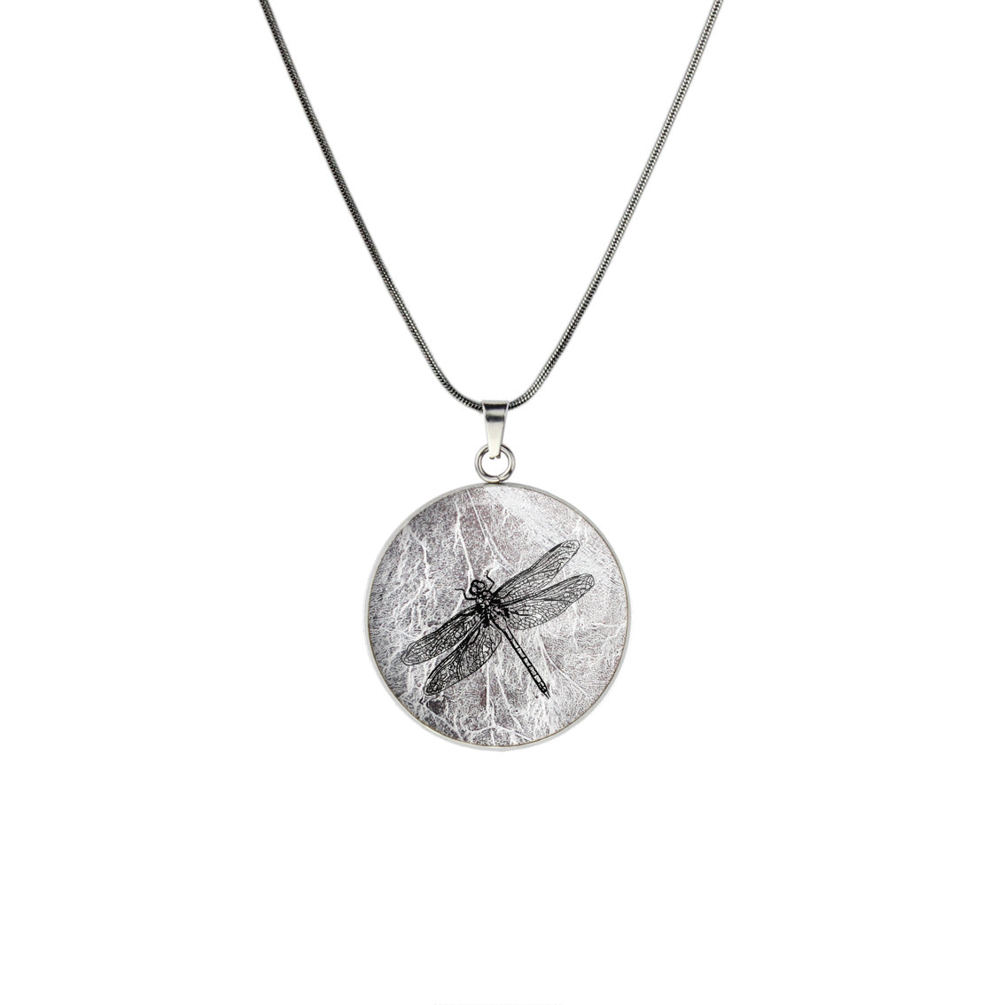 DRAGONFLY CIRCLE PENDANT ON A CHAIN NECKLACE - MFY289 - in Circle Box