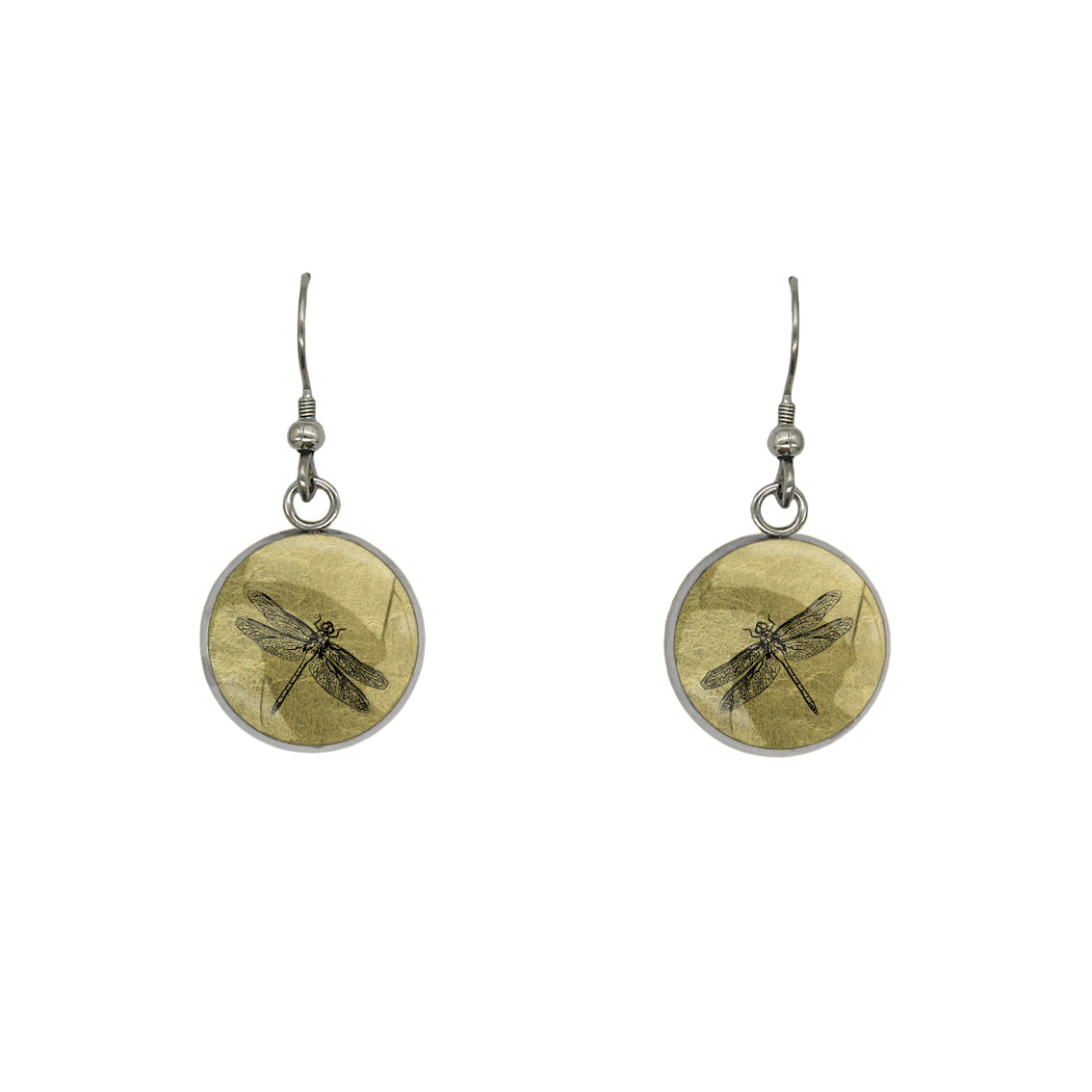 DRAGONFLY DANGLE DROP CIRCLE EARRINGS - MFY287 - in Circle Box