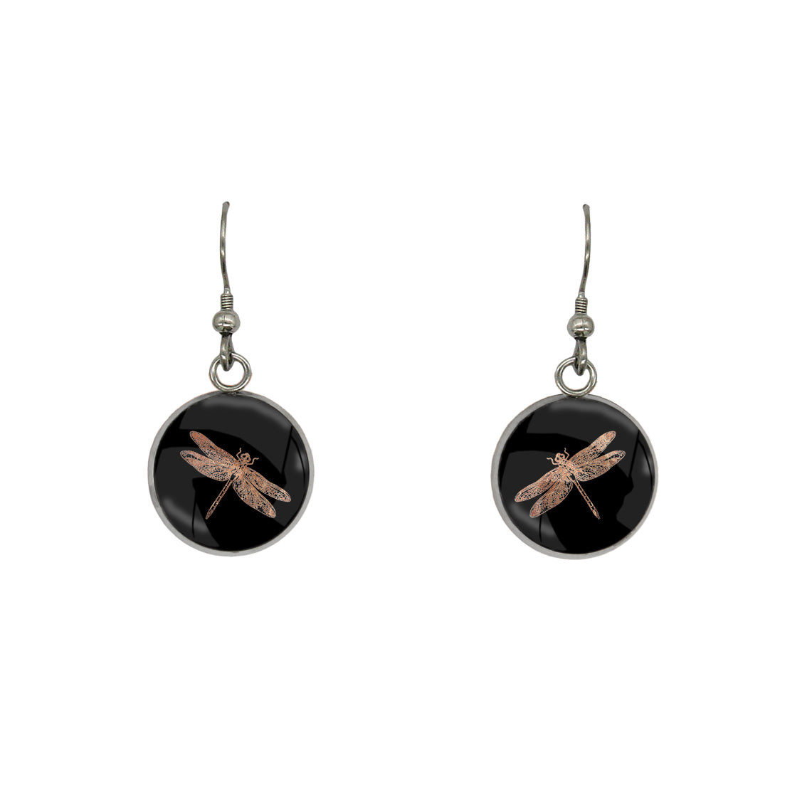DRAGONFLY DANGLE DROP CIRCLE EARRINGS - MFY287 - in Circle Box