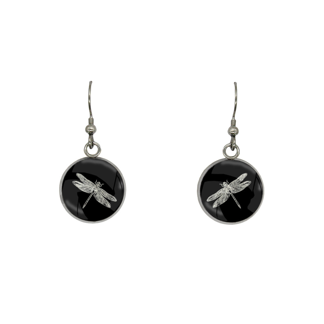 DRAGONFLY DANGLE DROP CIRCLE EARRINGS - MFY287 - in Circle Box