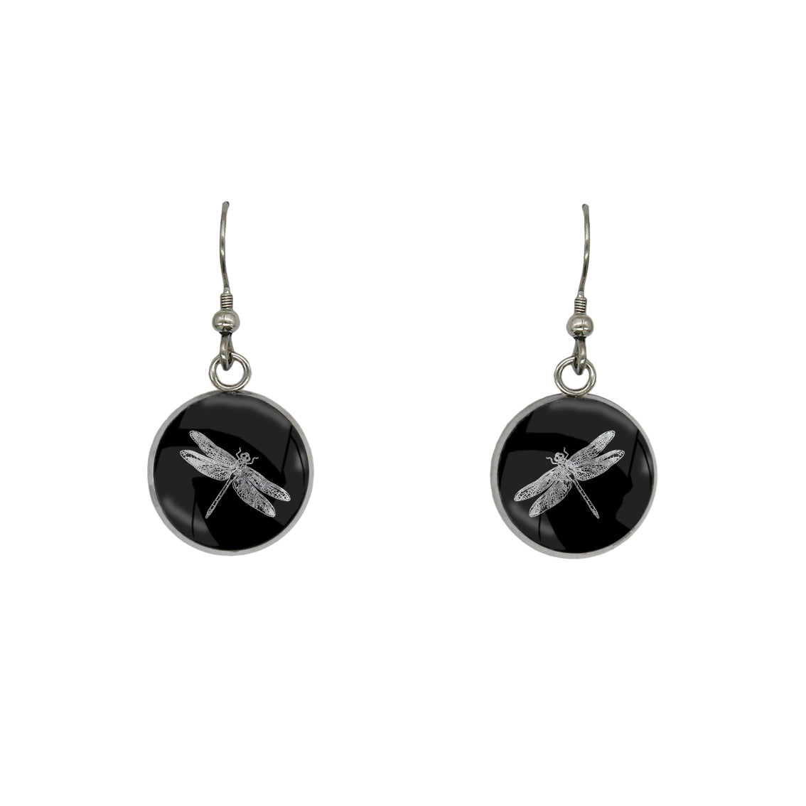 DRAGONFLY DANGLE DROP CIRCLE EARRINGS - MFY287 - in Circle Box