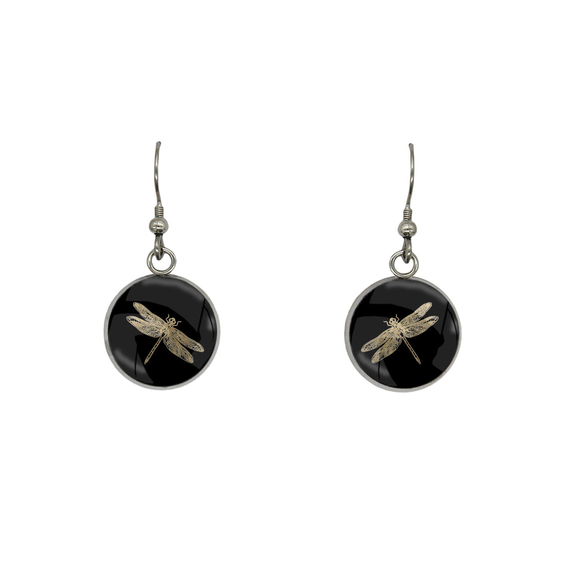 DRAGONFLY DANGLE DROP CIRCLE EARRINGS - MFY287 - in Circle Box