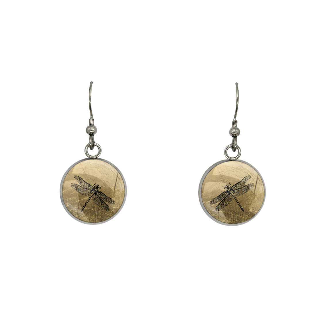 DRAGONFLY DANGLE DROP CIRCLE EARRINGS - MFY287 - in Circle Box
