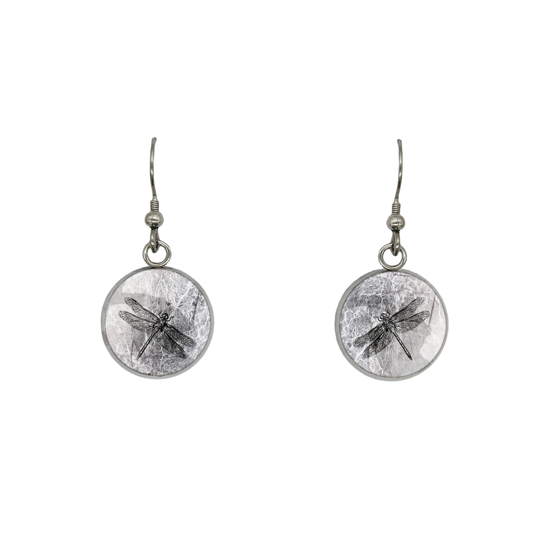 DRAGONFLY DANGLE DROP CIRCLE EARRINGS - MFY287 - in Circle Box