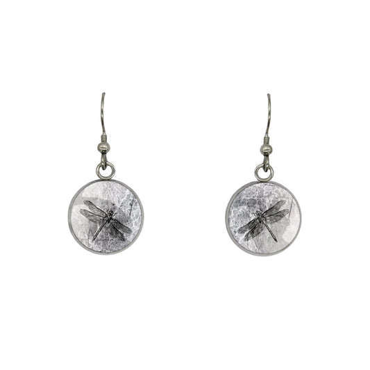 DRAGONFLY DANGLE DROP CIRCLE EARRINGS - MFY287 - in Circle Box