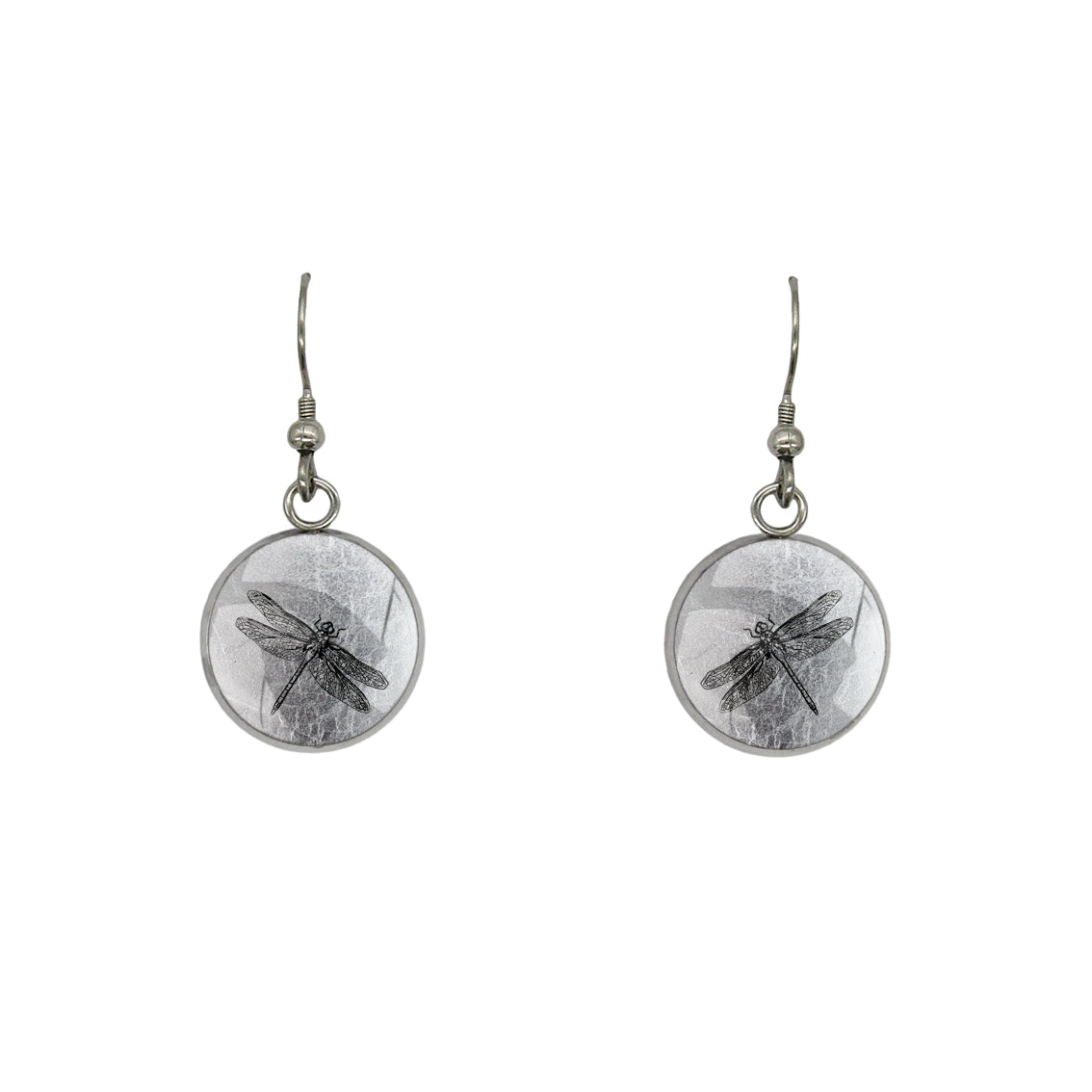 DRAGONFLY DANGLE DROP CIRCLE EARRINGS - MFY287 - in Circle Box