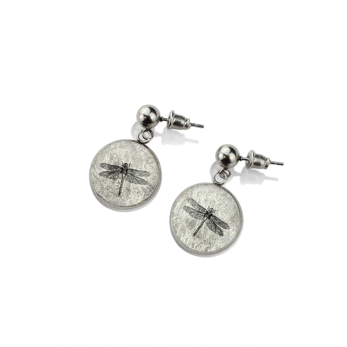 DRAGONFLY DANGLE DROP CIRCLE EARRINGS - MFY287 - in Circle Box