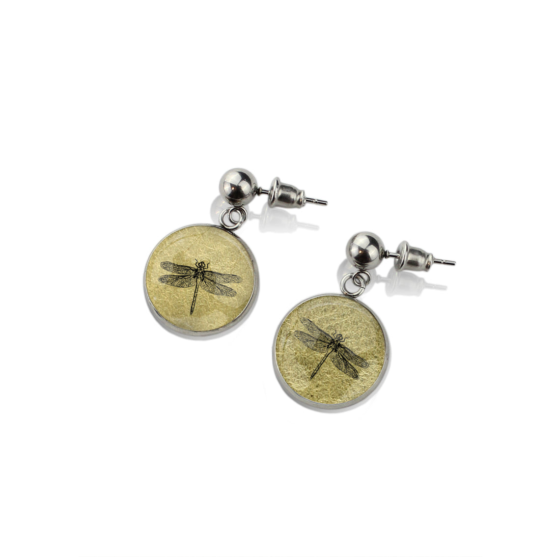 DRAGONFLY DANGLE DROP CIRCLE EARRINGS - MFY287 - in Circle Box