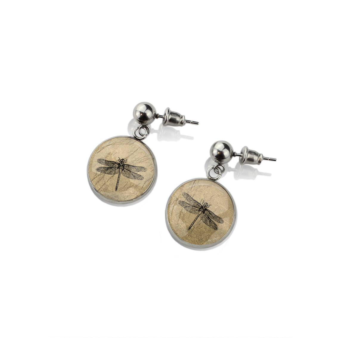 DRAGONFLY DANGLE DROP CIRCLE EARRINGS - MFY287 - in Circle Box
