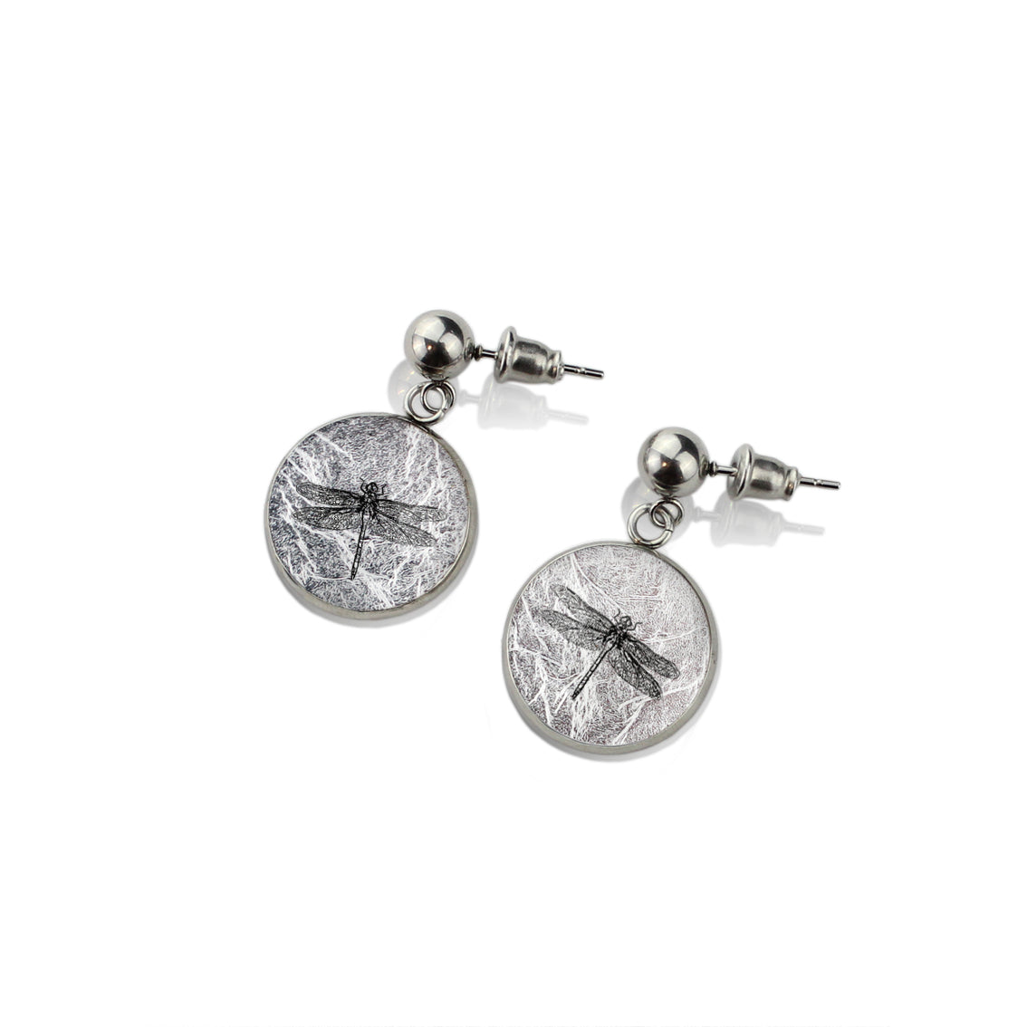 DRAGONFLY DANGLE DROP CIRCLE EARRINGS - MFY287 - in Circle Box