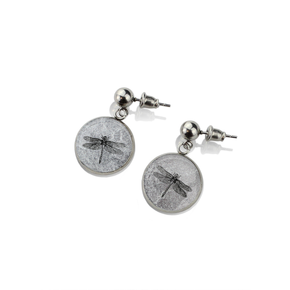 DRAGONFLY DANGLE DROP CIRCLE EARRINGS - MFY287 - in Circle Box