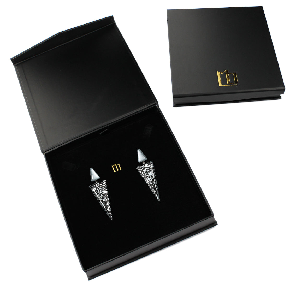 ATHENA DOUBLE TRIANGLE STATEMENT EARRINGS - ST004