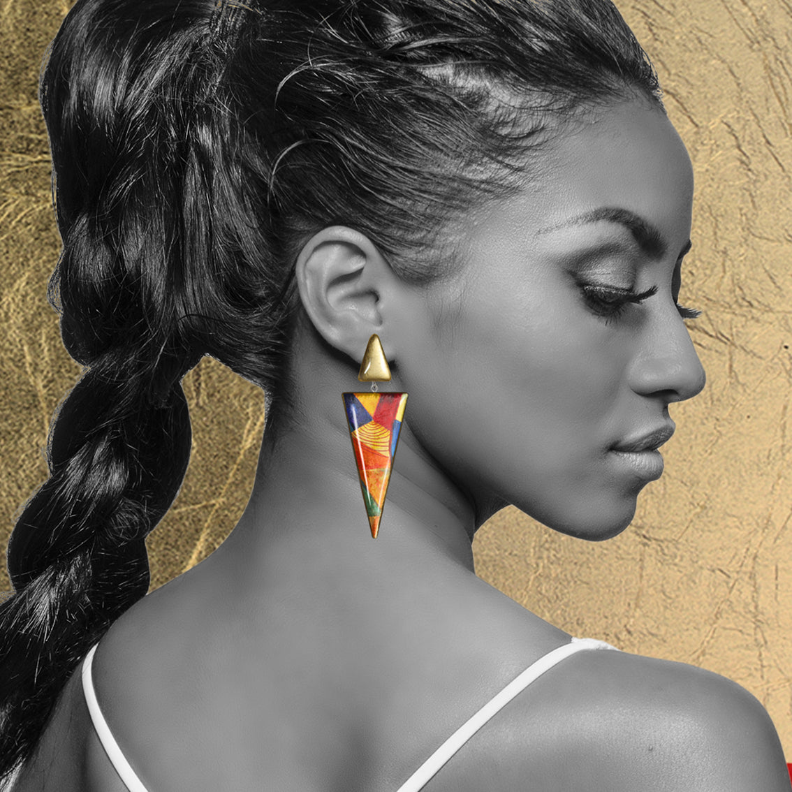 ENTRECHAT DOUBLE TRIANGLE STATEMENT EARRINGS - ST005