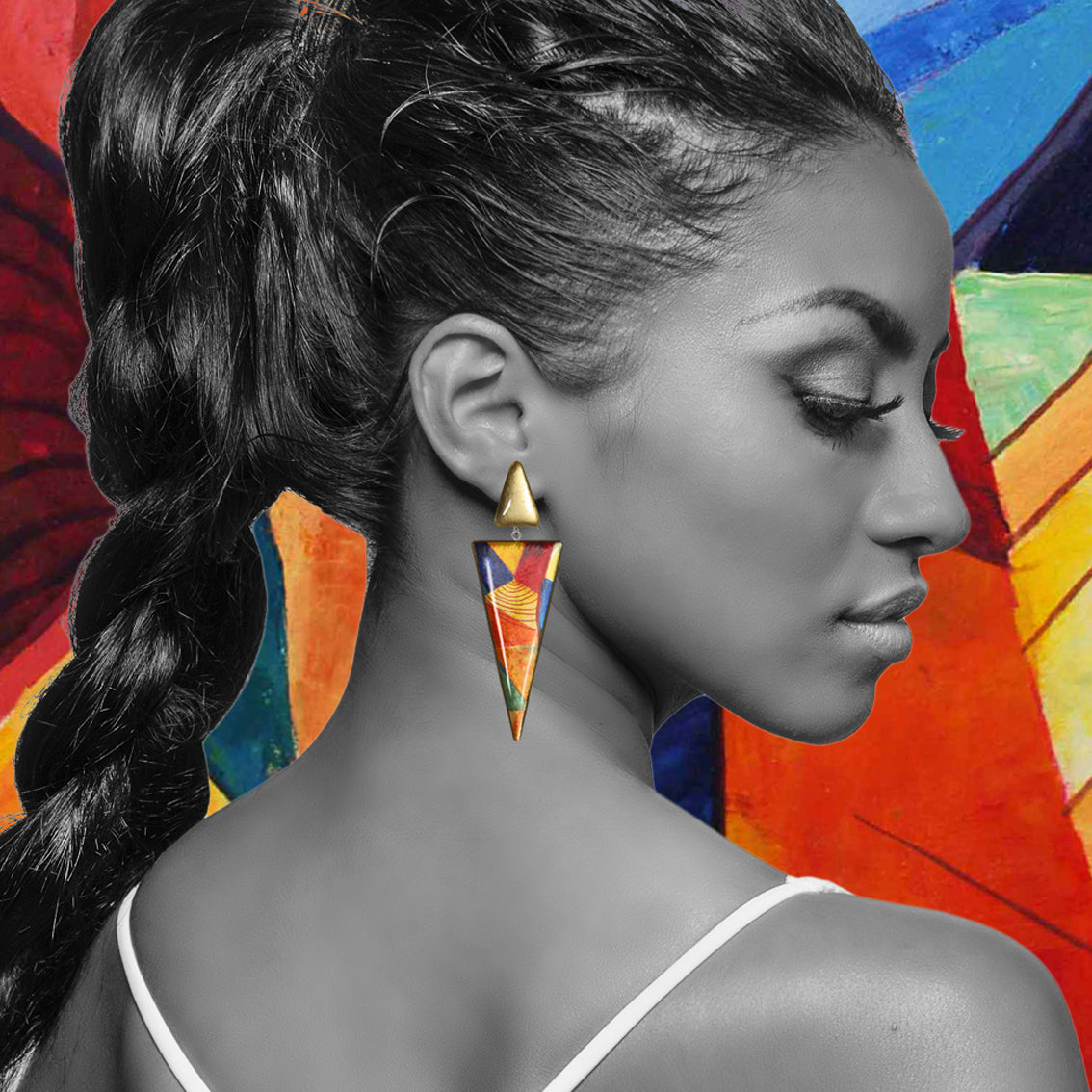 ENTRECHAT DOUBLE TRIANGLE STATEMENT EARRINGS - ST005