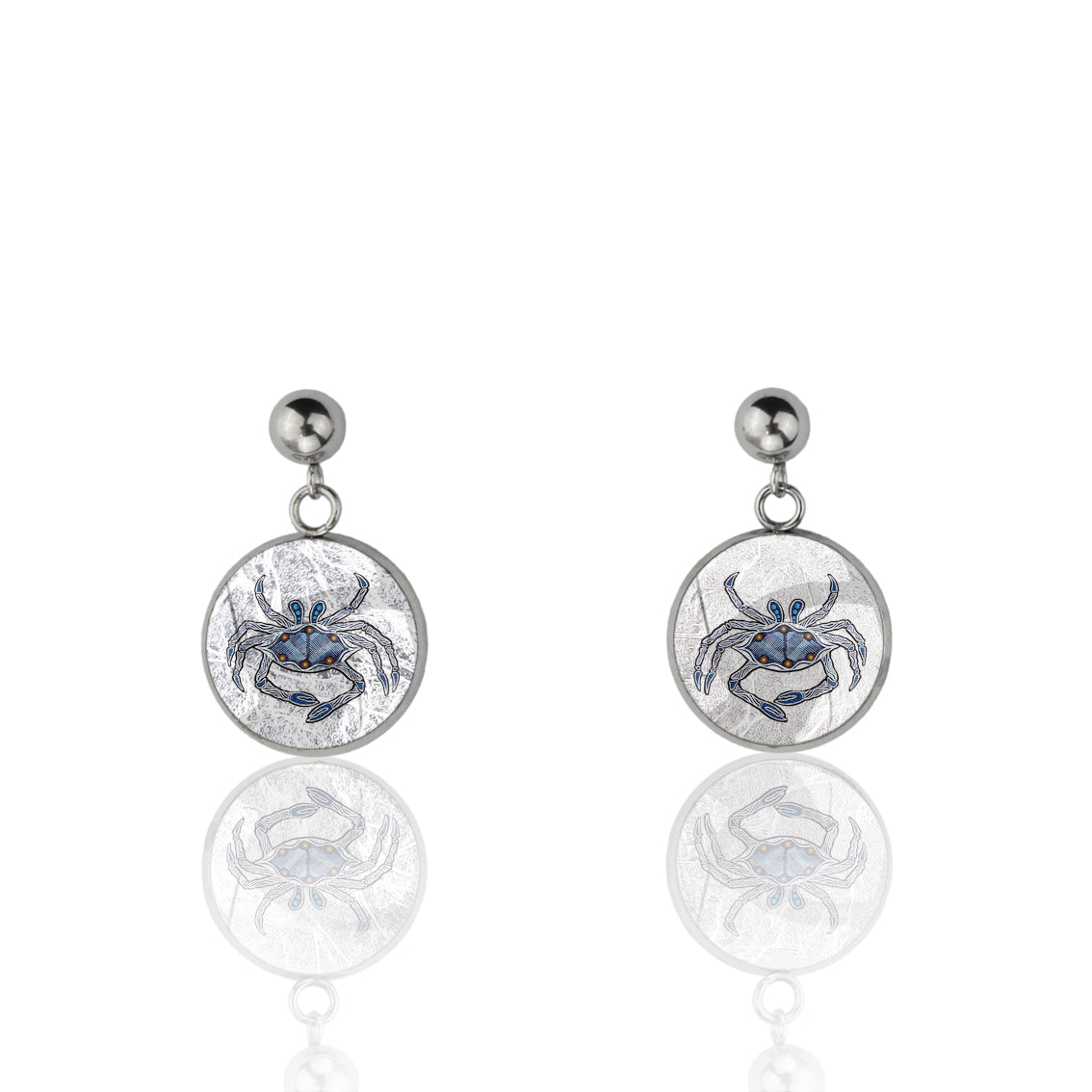 TROY LITTLE CRAB DANGLE DROP CIRCLE EARRINGS - SD451 - in Circle Box