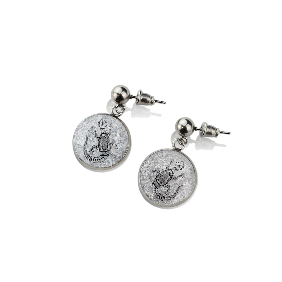 TROY LITTLE GECKO DANGLE DROP CIRCLE EARRINGS - SD460S - on Satchel