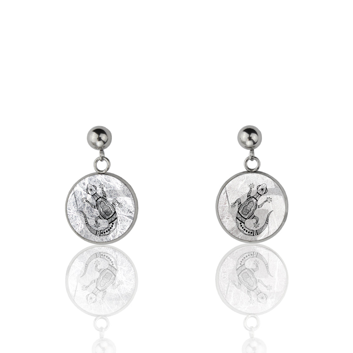 TROY LITTLE GECKO DANGLE DROP CIRCLE EARRINGS - SD460S - on Satchel