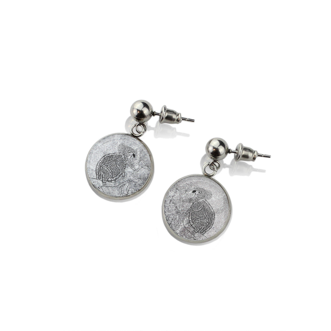 TROY LITTLE KOALA DANGLE DROP CIRCLE EARRINGS - SD454 - in Circle Box