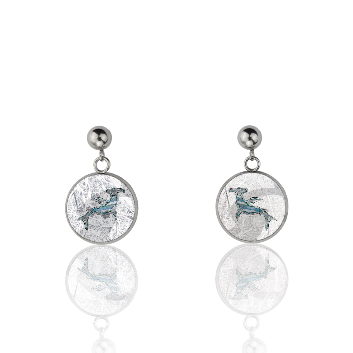 TROY LITTLE HAMMERHEAD SHARK DANGLE DROP CIRCLE EARRINGS - SD448S - on Satchel