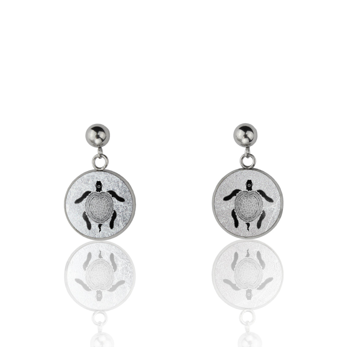 TROY LITTLE TURTLE DANGLE DROP CIRCLE EARRINGS - SD463 - in Circle Box