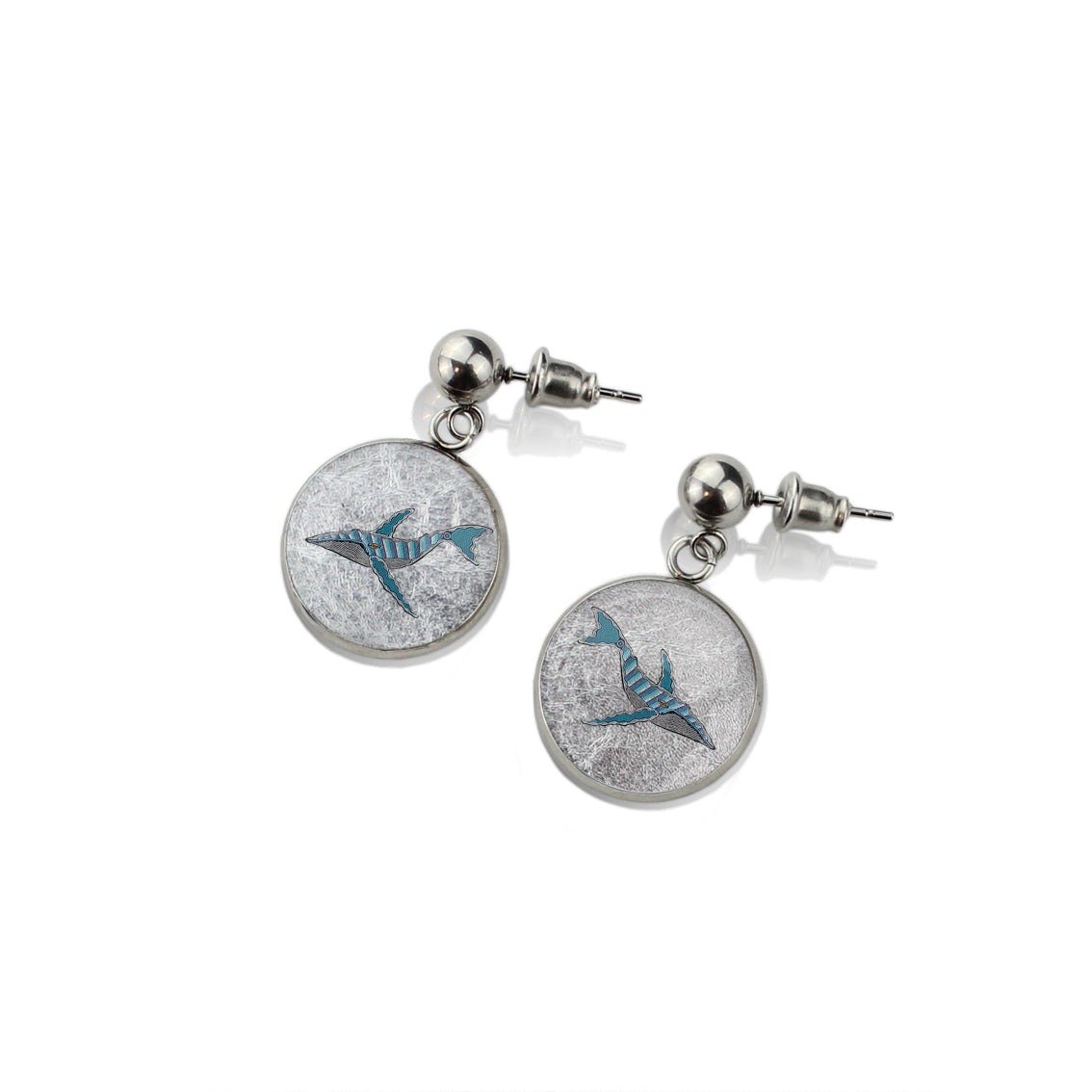 TROY LITTLE WHALE DANGLE DROP CIRCLE EARRINGS - SD445 - in Circle Box