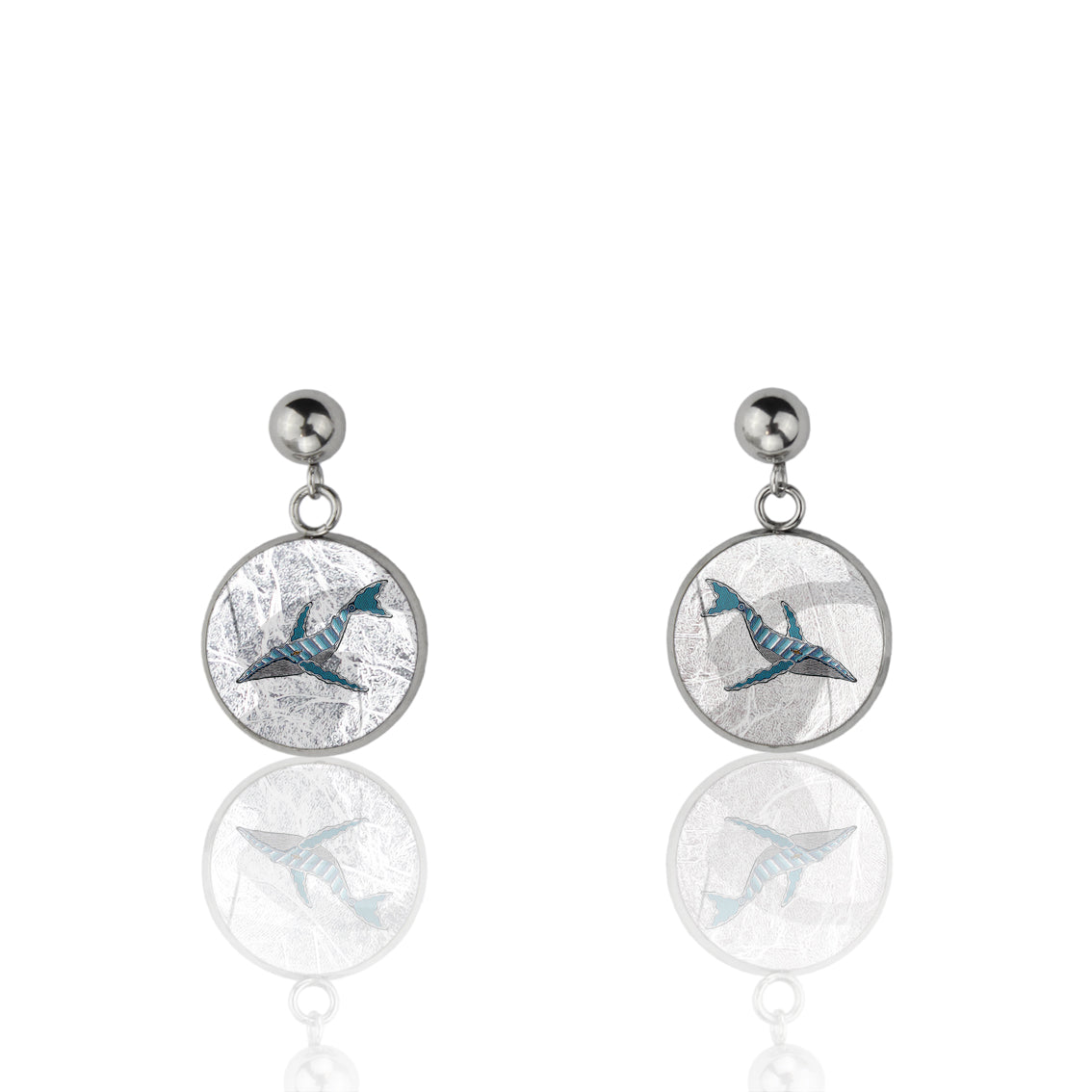 TROY LITTLE WHALE DANGLE DROP CIRCLE EARRINGS - SD445S - on Satchel