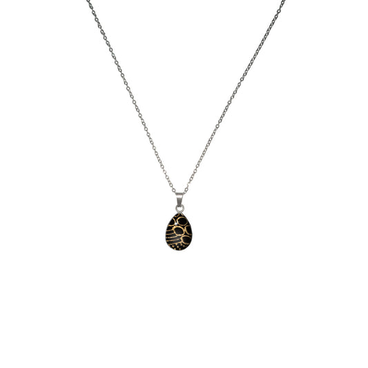 ELSIE GOLD AND BLACK XS DROP PENDANT ON A CHAIN NECKLACE - SD401S - on Satchel