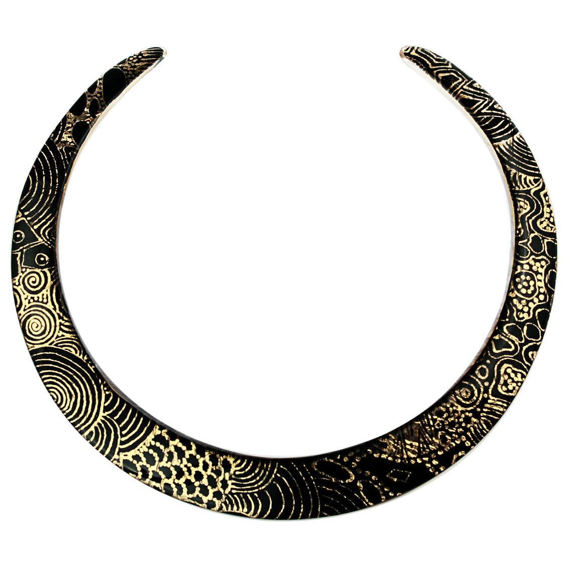 ELSIE GOLD AND BLACK ADJUSTABLE FITTED NECKLACE - SD232