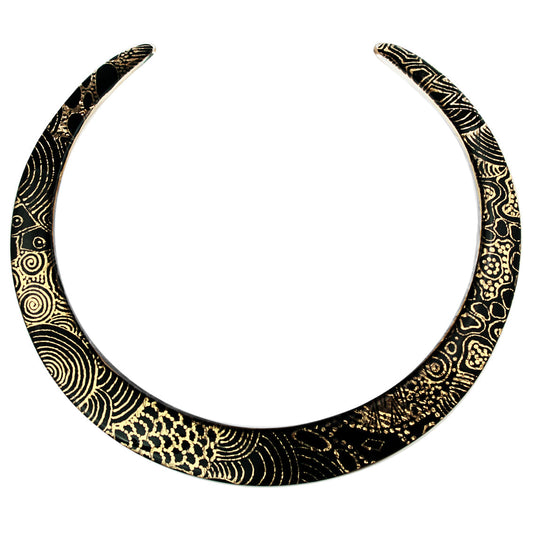 ELSIE GOLD AND BLACK ADJUSTABLE FITTED NECKLACE - SD232