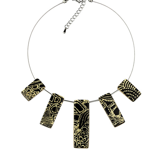 ELSIE GOLD AND BLACK ADJUSTABLE NECKLACE - SD231