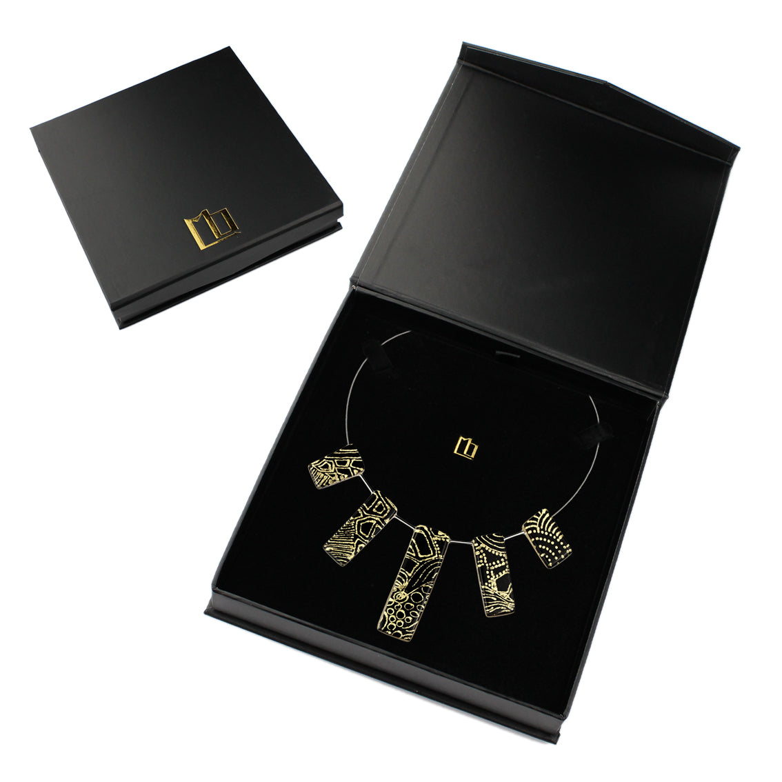 ELSIE GOLD AND BLACK ADJUSTABLE NECKLACE - SD231