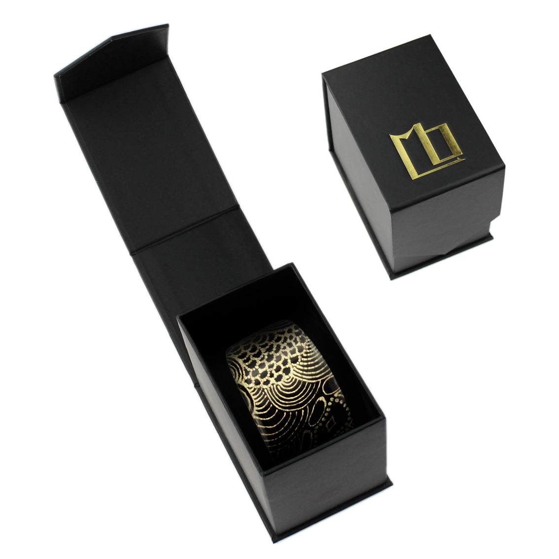 ELSIE GOLD AND BLACK ADJUSTABLE WIDE BRACELET - SD236