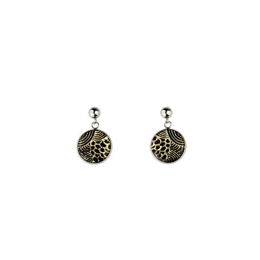 DANDLE DROP ELSIE CIRCLE GOLD AND BLACK EARRINGS - SD215S - on Satchel