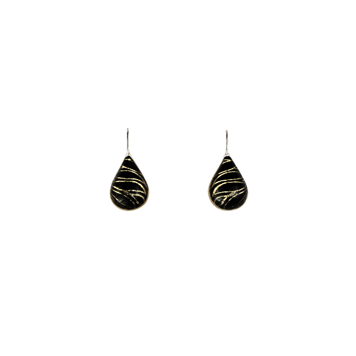 DANDLE DROP ELSIE DOMED GOLD AND BLACK EARRINGS - SD216