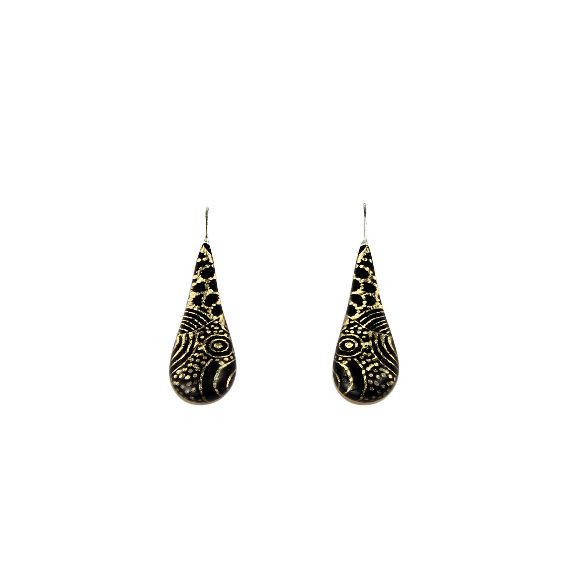 DANDLE DROP ELSIE LARGE GOLD AND BLACK EARRINGS - SD219