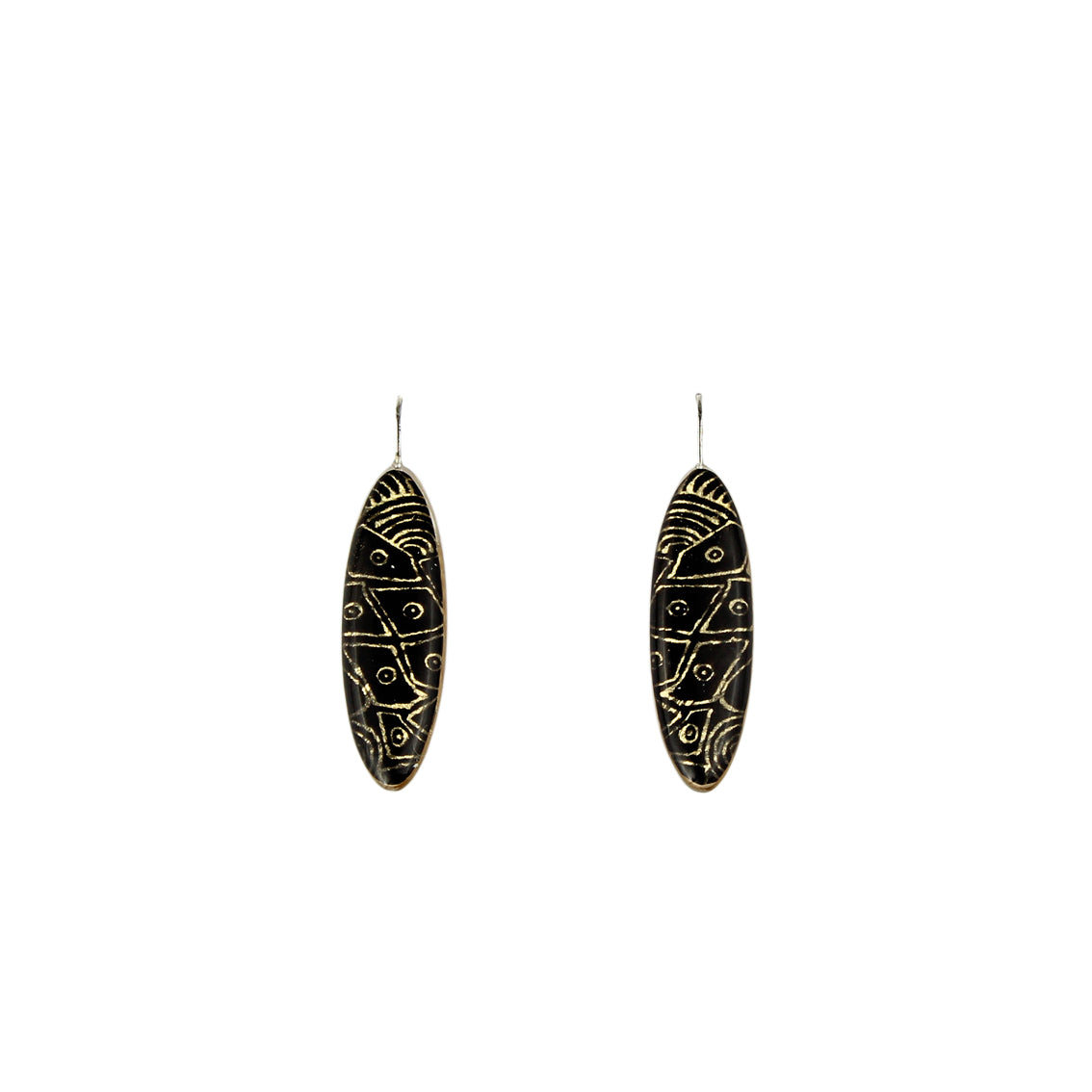 DANDLE DROP ELSIE LONG GOLD AND BLACK EARRINGS - SD218