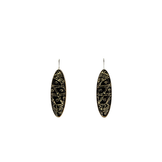 DANDLE DROP ELSIE LONG GOLD AND BLACK EARRINGS - SD218