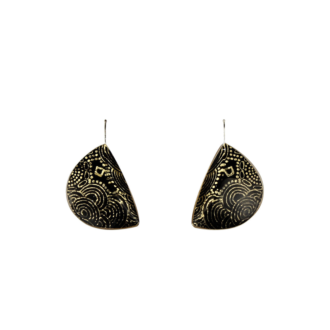 DANDLE DROP ELSIE MOON SHAPE GOLD AND BLACK EARRINGS - SD220