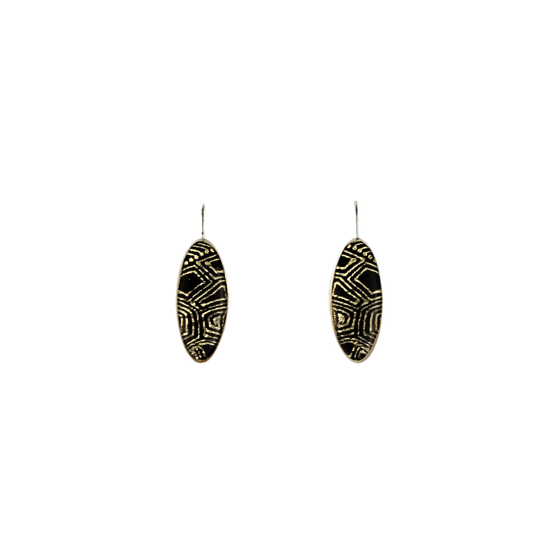 DANDLE DROP ELSIE NARROW GOLD AND BLACK EARRINGS - SD217