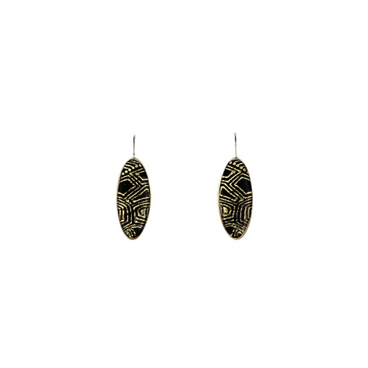 DANDLE DROP ELSIE NARROW GOLD AND BLACK EARRINGS - SD217