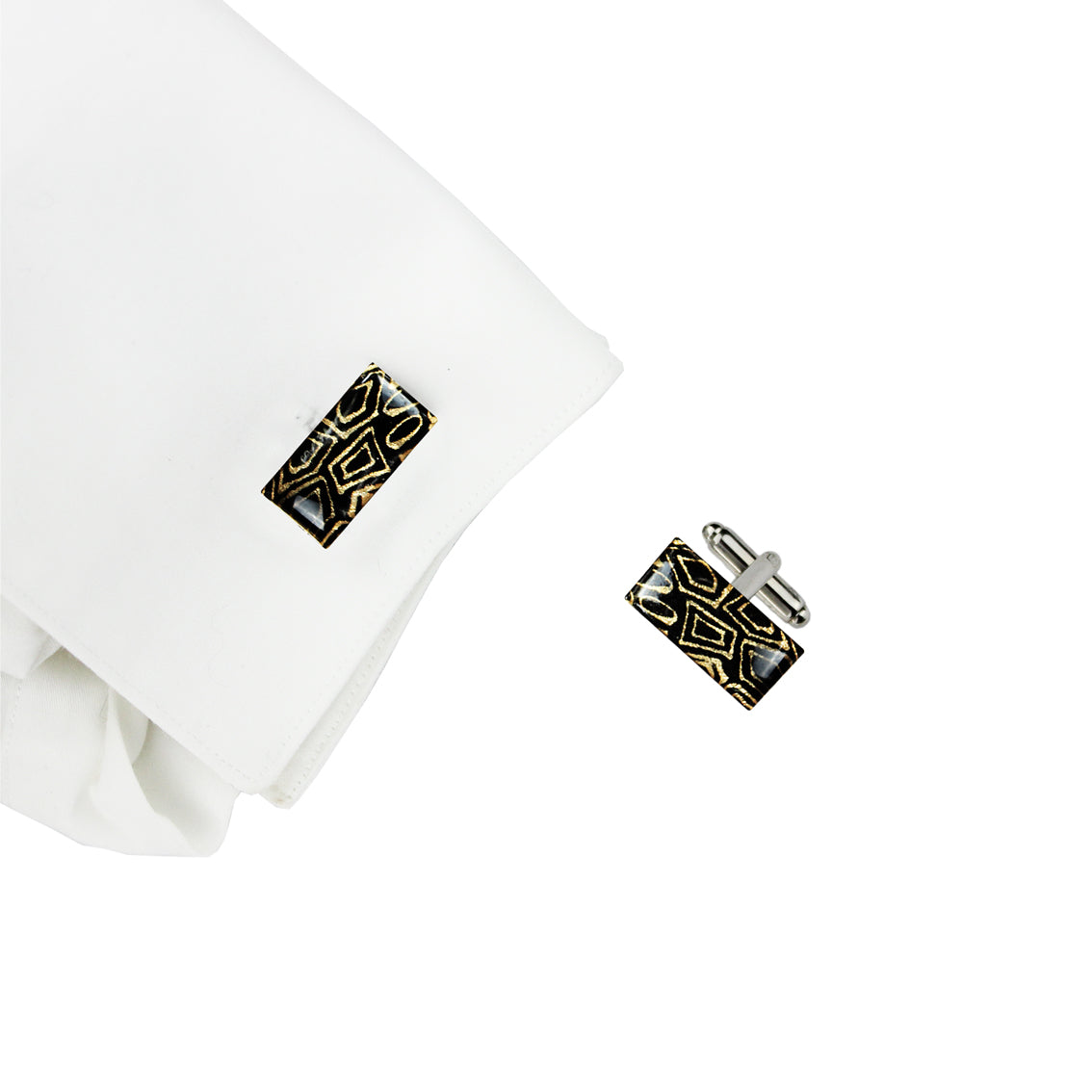 ELSIE GOLD AND BLACK ELEGANT CUFFLINKS - SD239