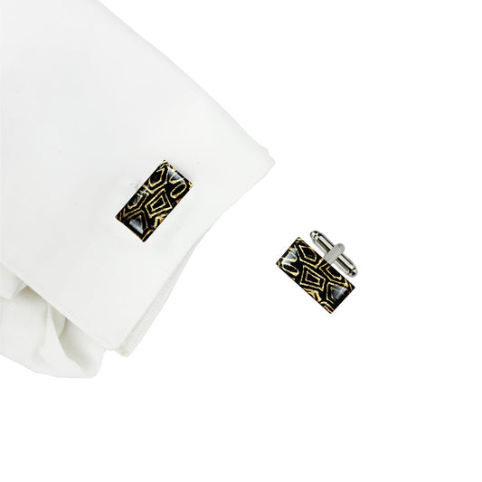 ELSIE GOLD AND BLACK ELEGANT CUFFLINKS - SD239