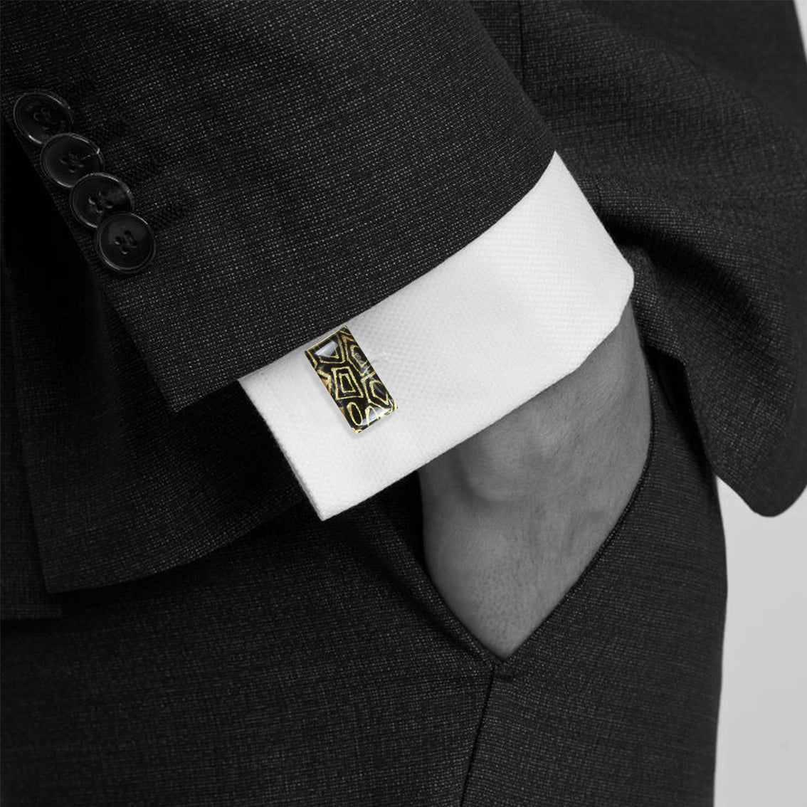 ELSIE GOLD AND BLACK ELEGANT CUFFLINKS - SD239