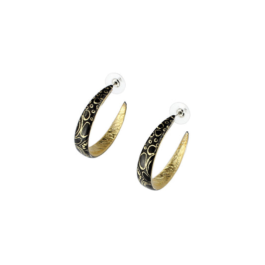 ELSIE GOLD AND BLACK STATEMENT LOOP EARRINGS - SD221