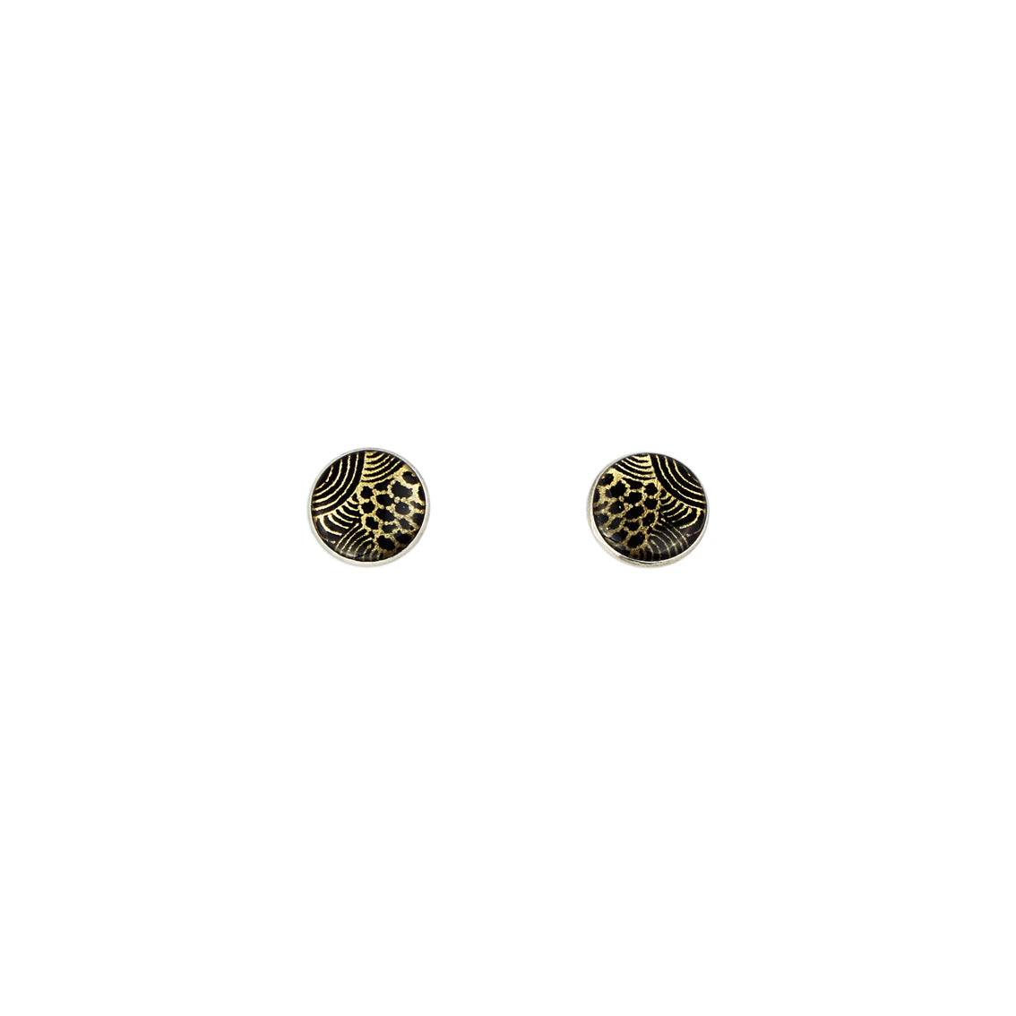 ELSIE GOLD AND BLACK STUD EARRINGS - SD213 - in Circle Box